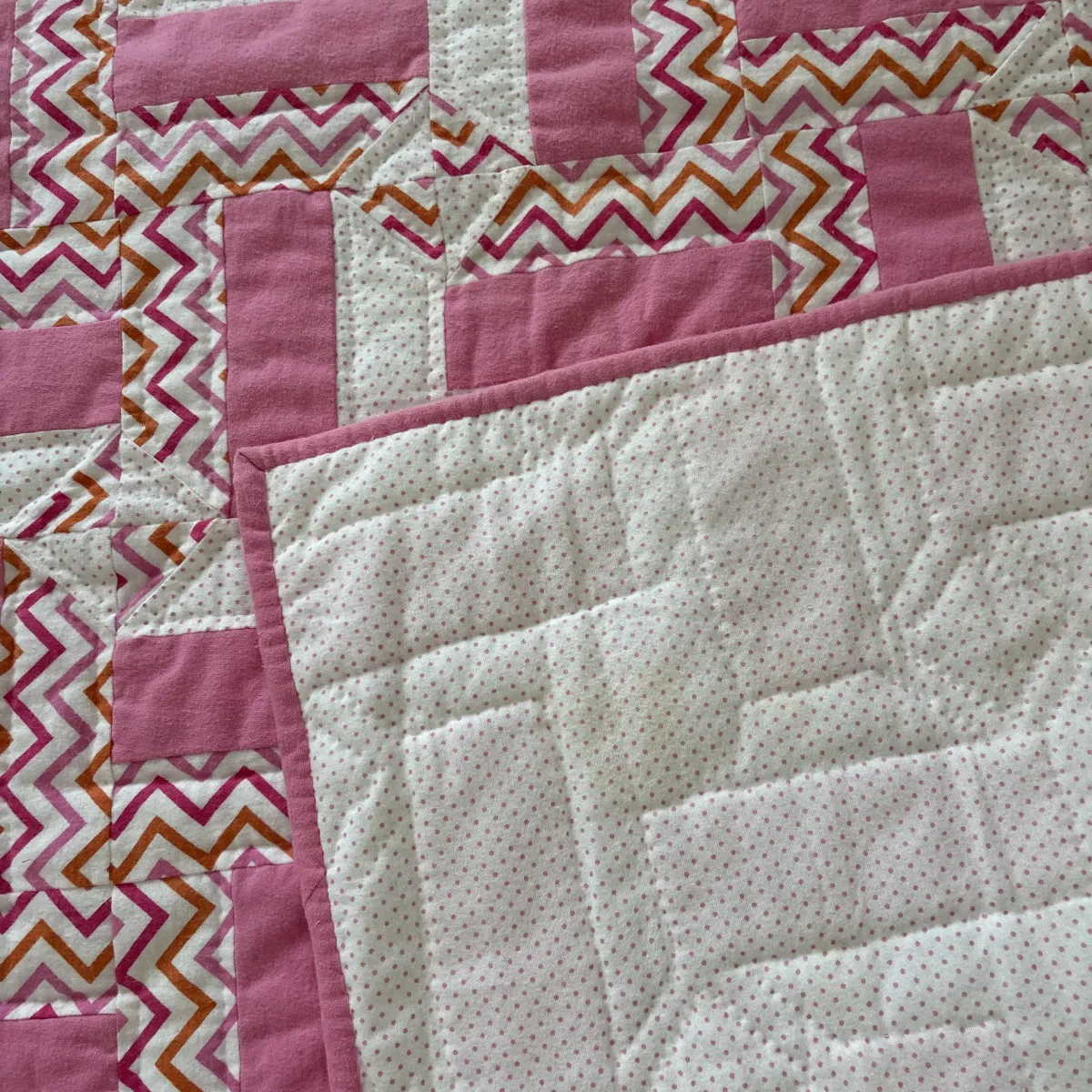 Pink a Link Baby Quilt detail a