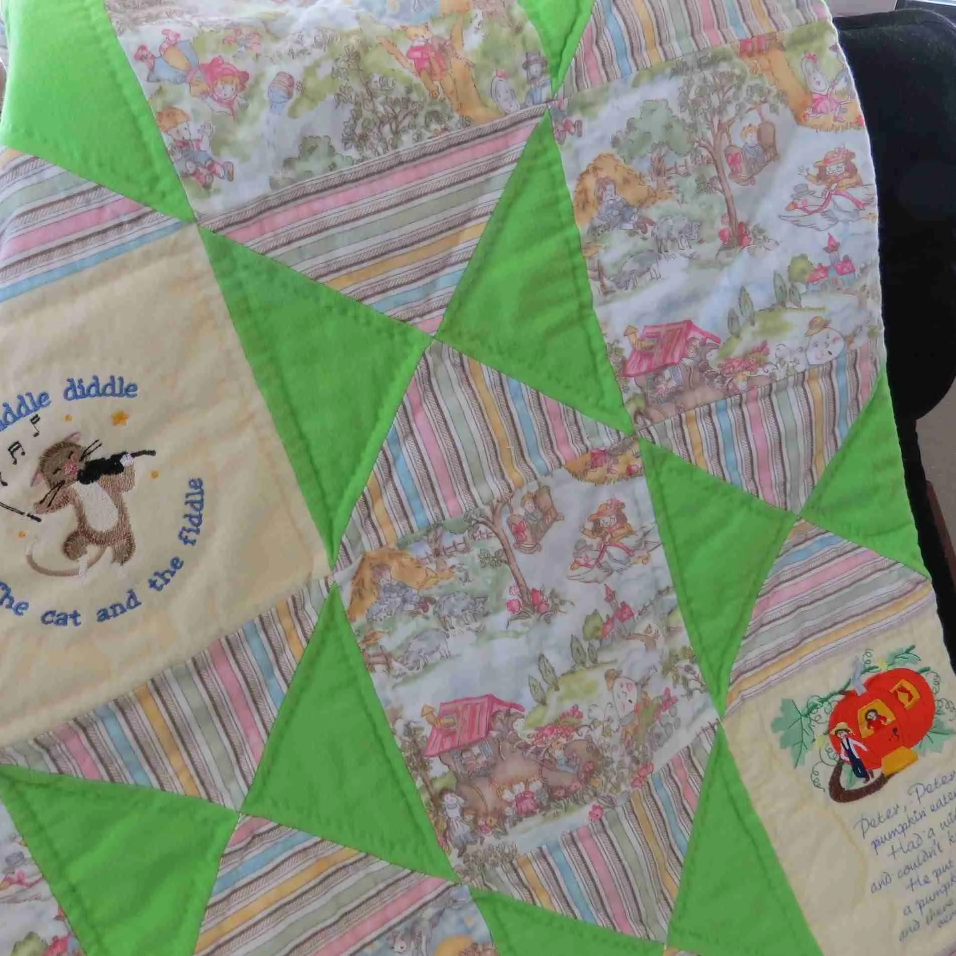 nursery rhymes baby quilt, classic and patterned baby quilts