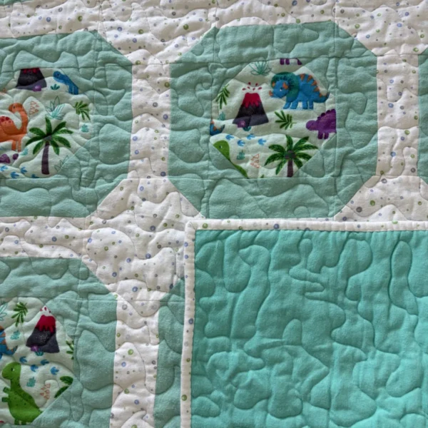 dinosaur world baby quilt detail 4