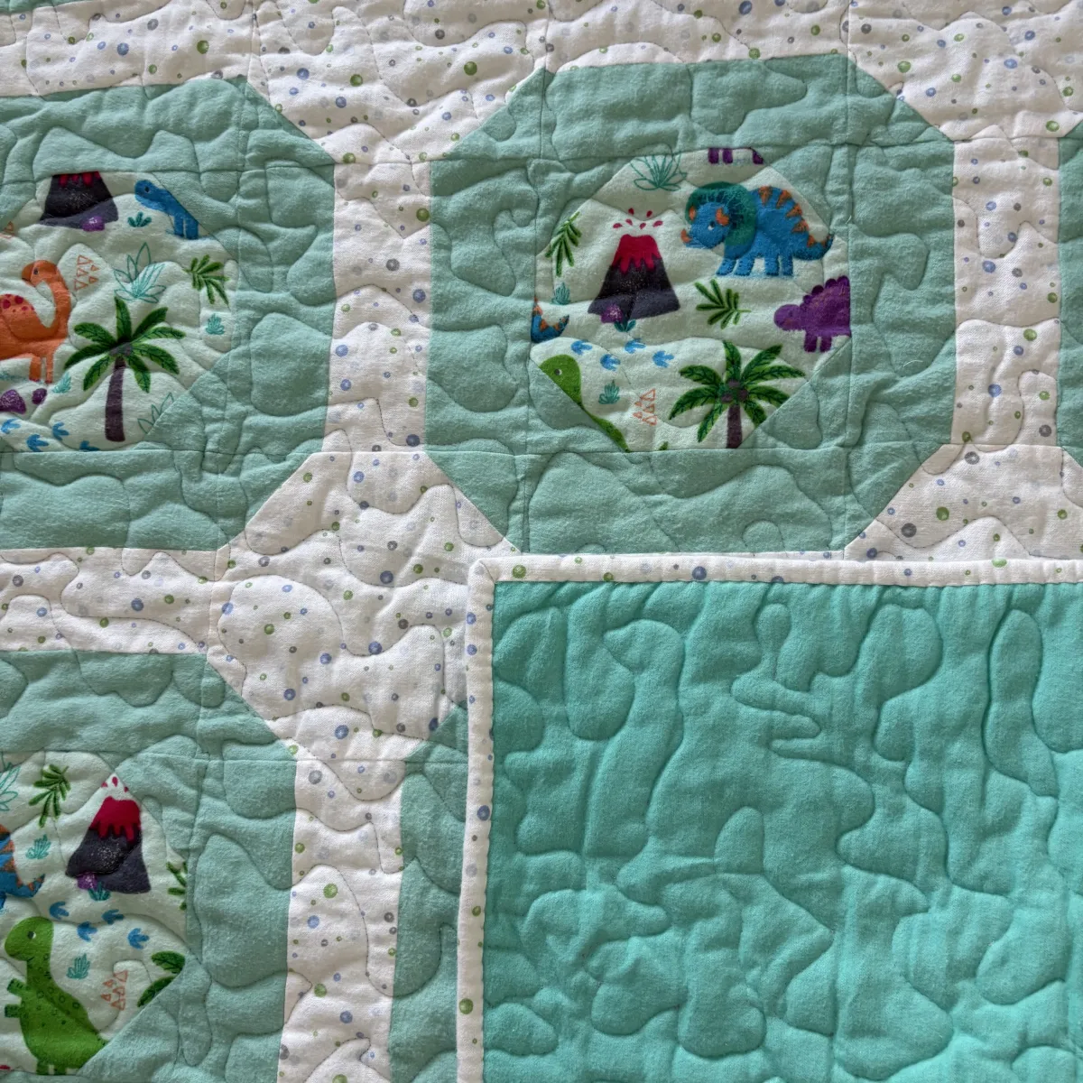 dinosaur world baby quilt detail 4