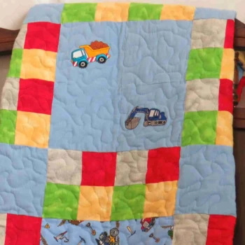mighty construction machines baby quilt