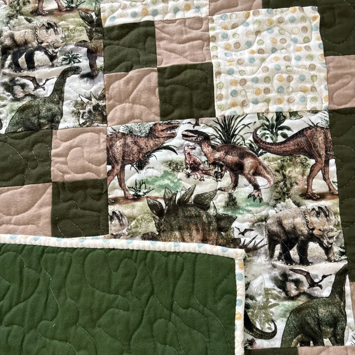 World of Dinosaurs Baby Quilt detail 1