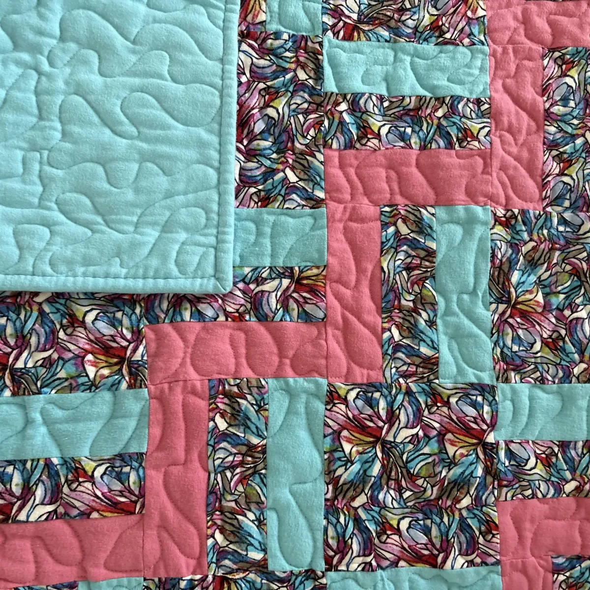 Color Blocks Baby Quilt detail with backing