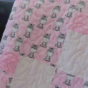 zebras in pink and gray baby quilt