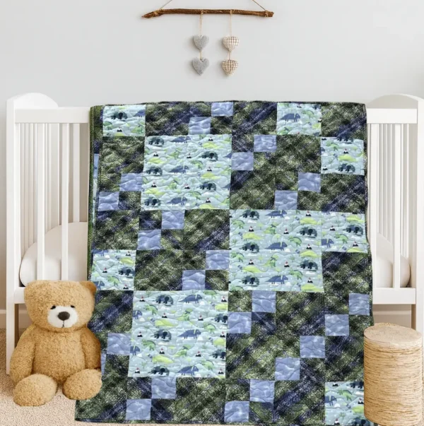 Dinosaur dynamite baby quilt