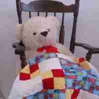 bear with race car quilt
