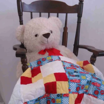 bear with race car quilt