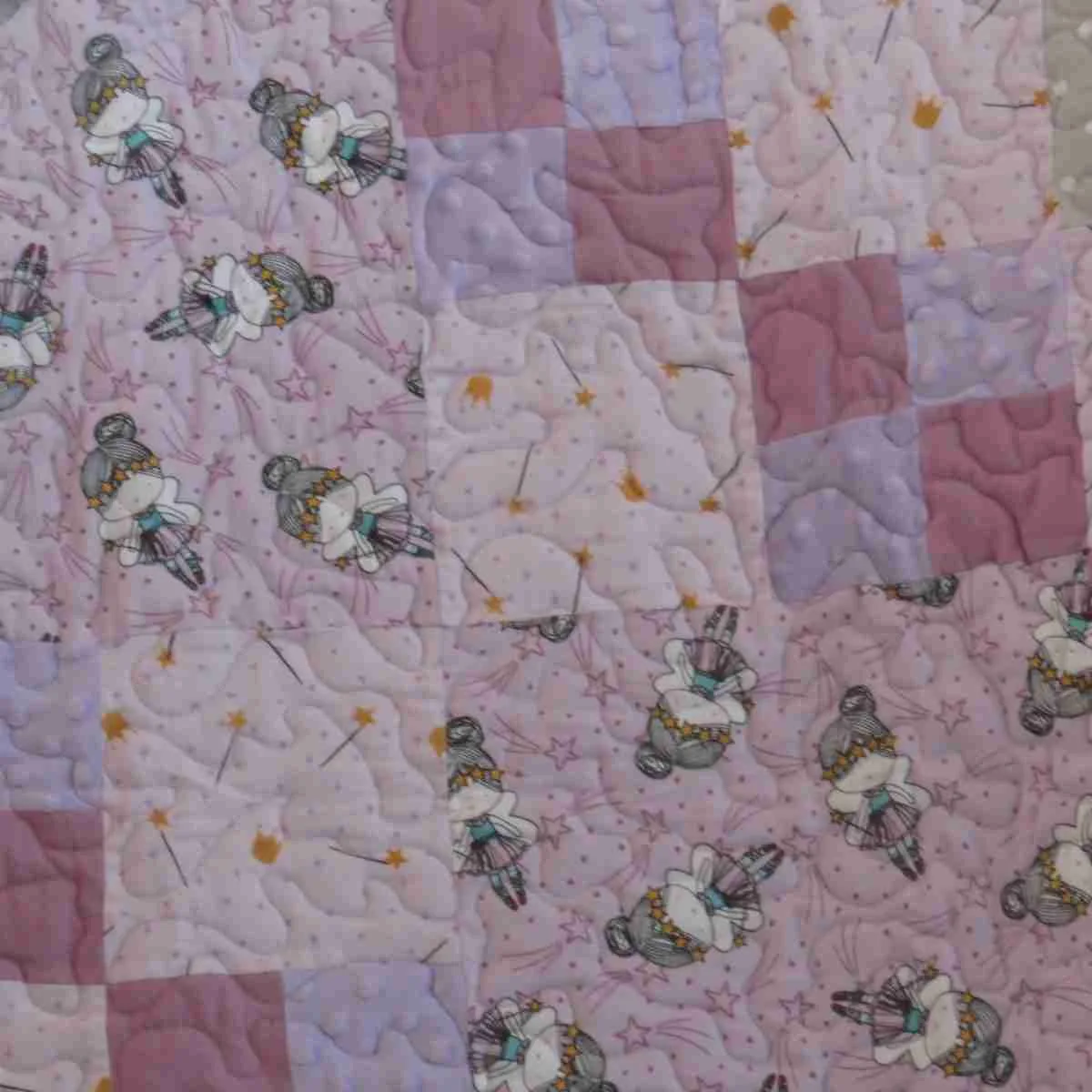 Lavender, lilac and purple Fairies Quilt detail 4
