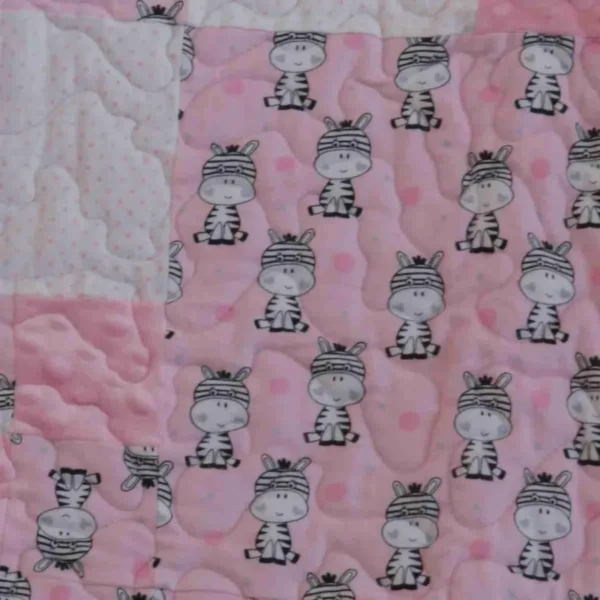 Zebras in Pink and Gray Quilt detail 6