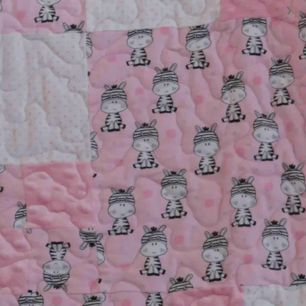 Zebras in Pink and Gray Quilt detail 5