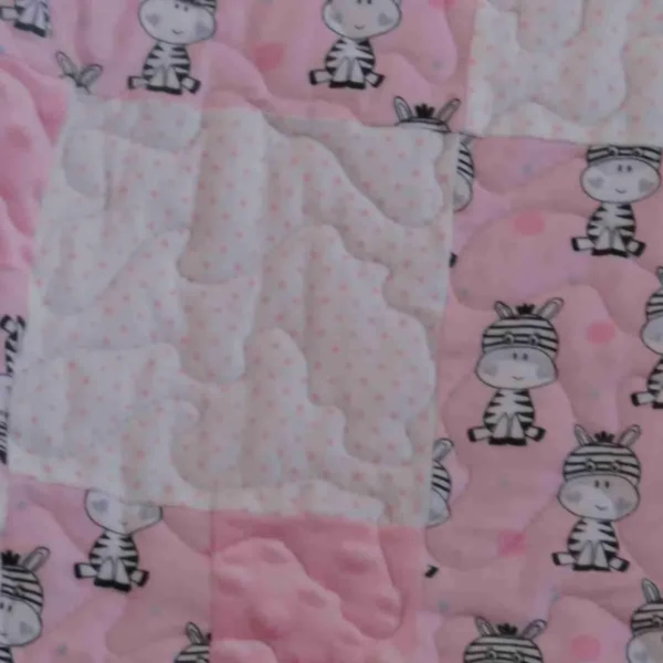 Zebras in Pink and Gray Quilt detail 3