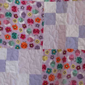 lavender flowers and bugs quilt