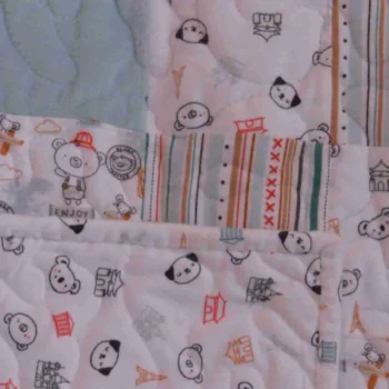 Animal Travelers Baby Quilt detail wit backing