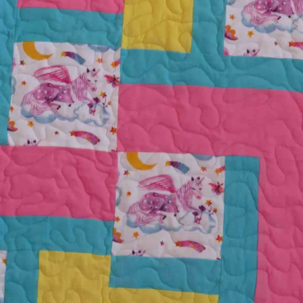 Unicorns and Clouds Baby Quilt Detail 2