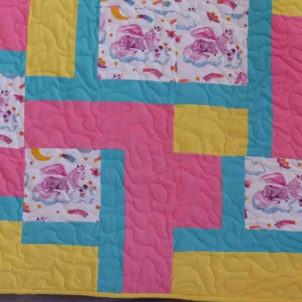 Unicorns and Clouds Fantasy Baby Quilt Detail 3