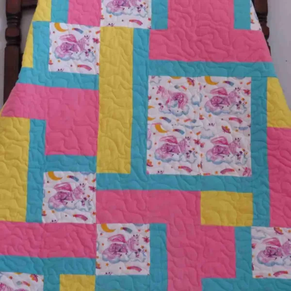 Unicorns and Clouds Baby Quilt Detail 4