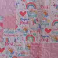 Unicorns and Rainbows baby quilt detail 7