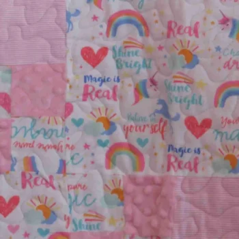 Unicorns and Rainbows baby quilt detail 7