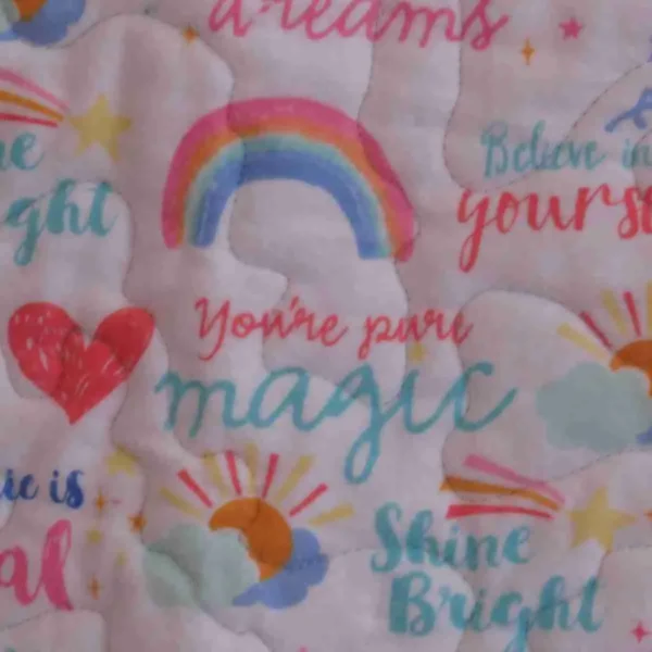 Unicorns and Rainbows baby quilt detail 4
