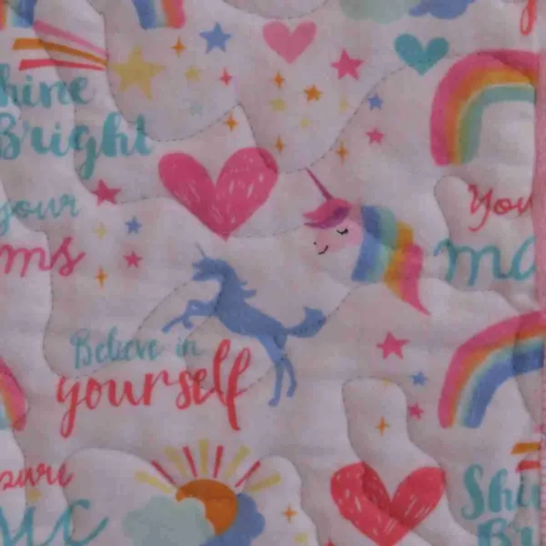 Unicorns and Rainbows baby quilt detail 1