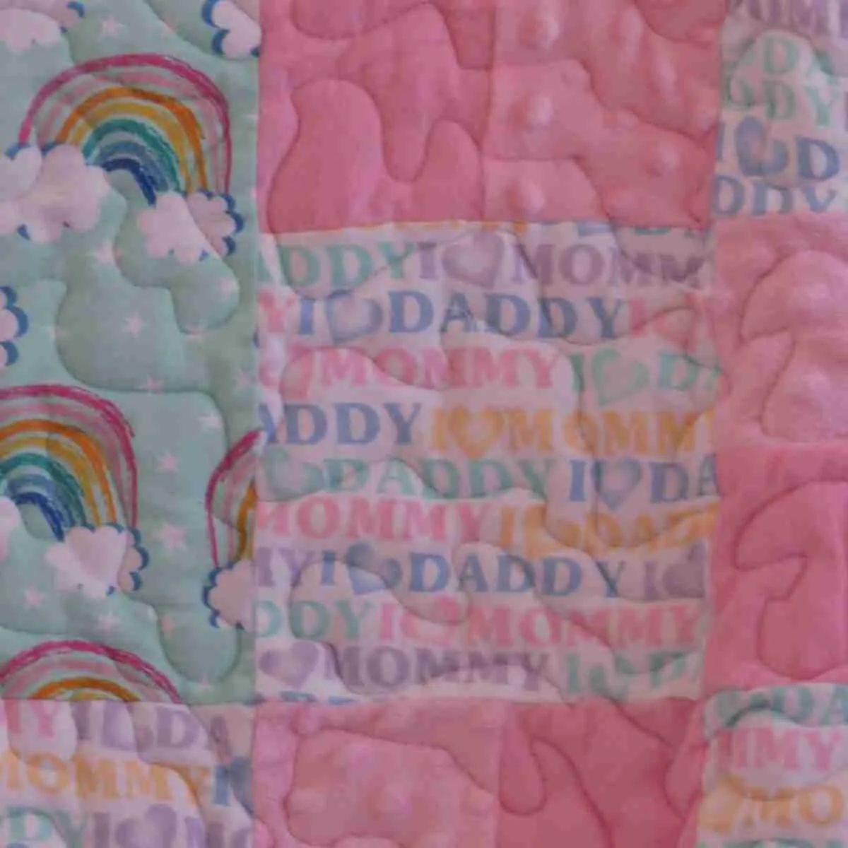 Pink Rainbow Baby Girl Quilt detail 4