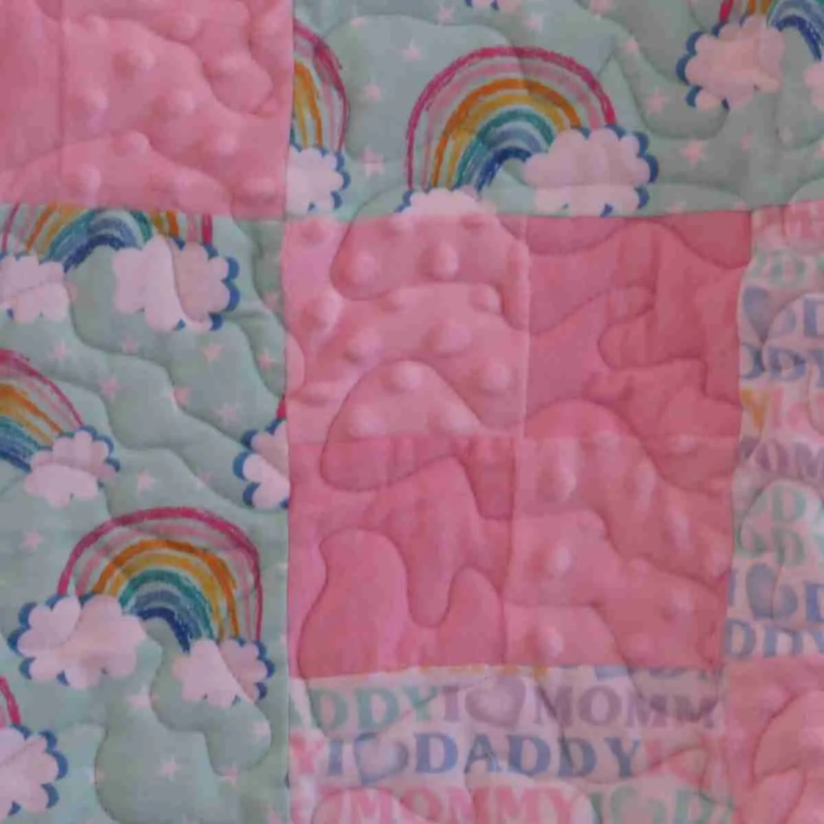 Pink Rainbow Baby Girl Quilt detail a