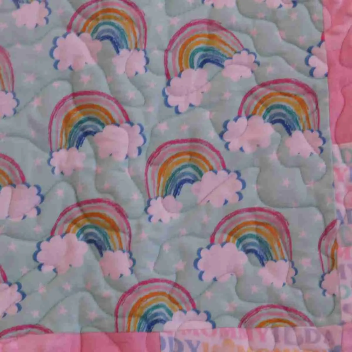 Pink Rainbows Baby Quilt 1