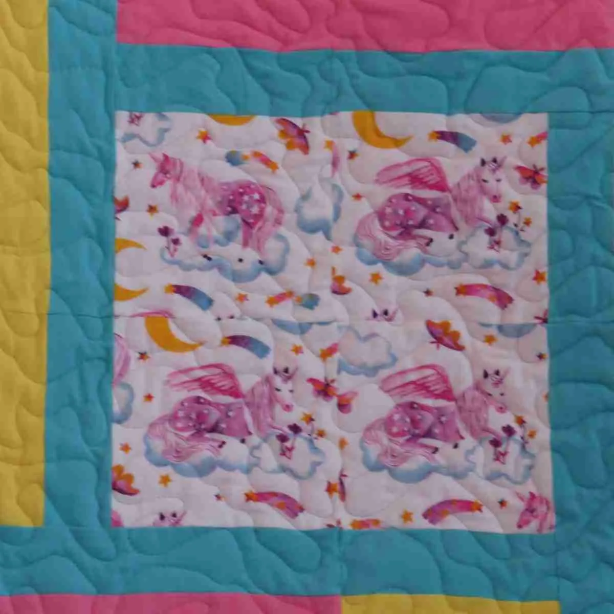 Unicorns and Clouds Baby Quilt Detail 1