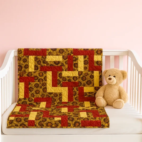 sunflowers baby quilt detail 6