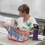 sharon at sewing machine