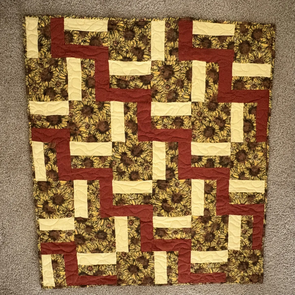 sunflowers baby quilt detail 5