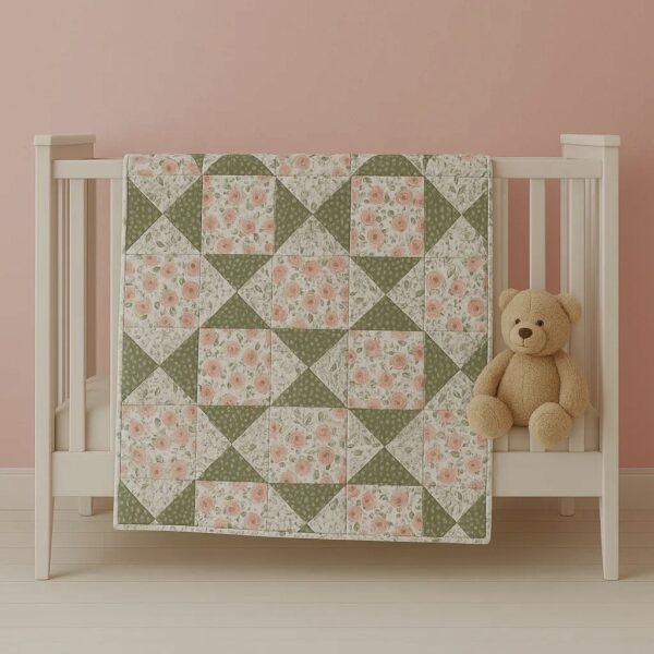 rosebud baby quilt on crib