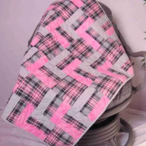 pink plaid baby quilt