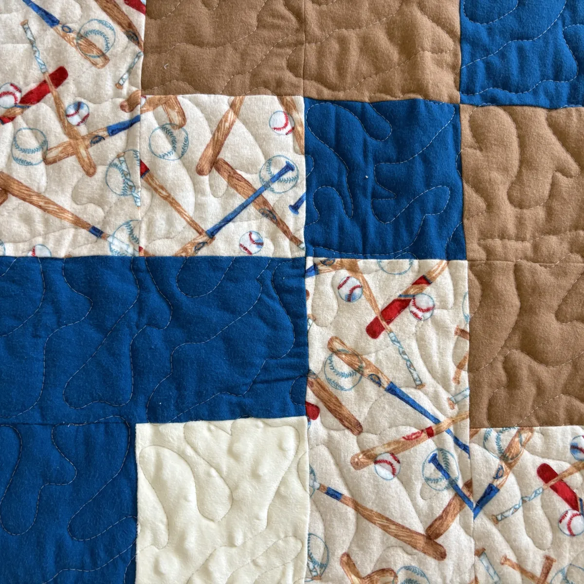 Baseball Games Baby Quilt detail 3