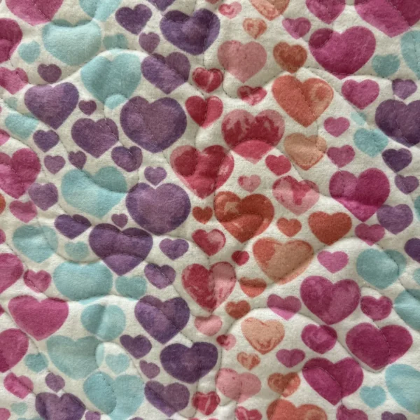 hearts and dots baby quilt detail 1