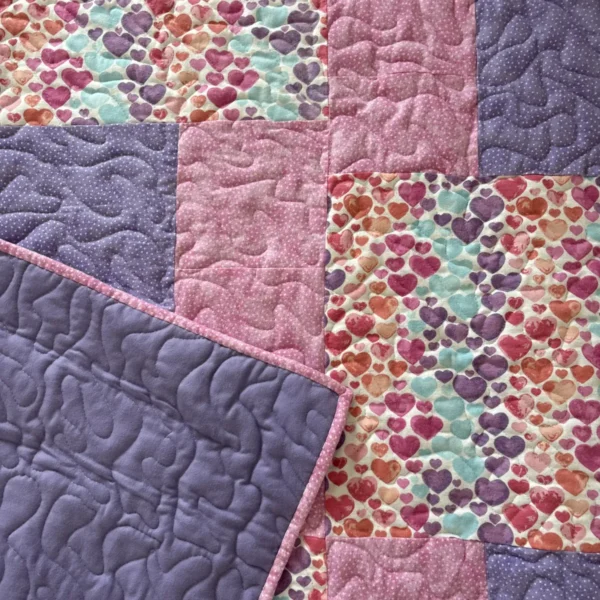 hearts and dots baby quilt detail 5