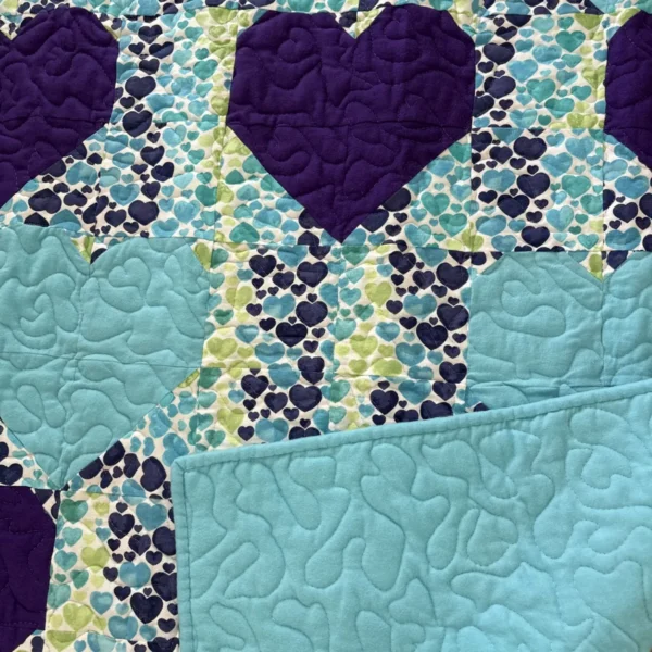 sweet hearts baby quilt detail 4
