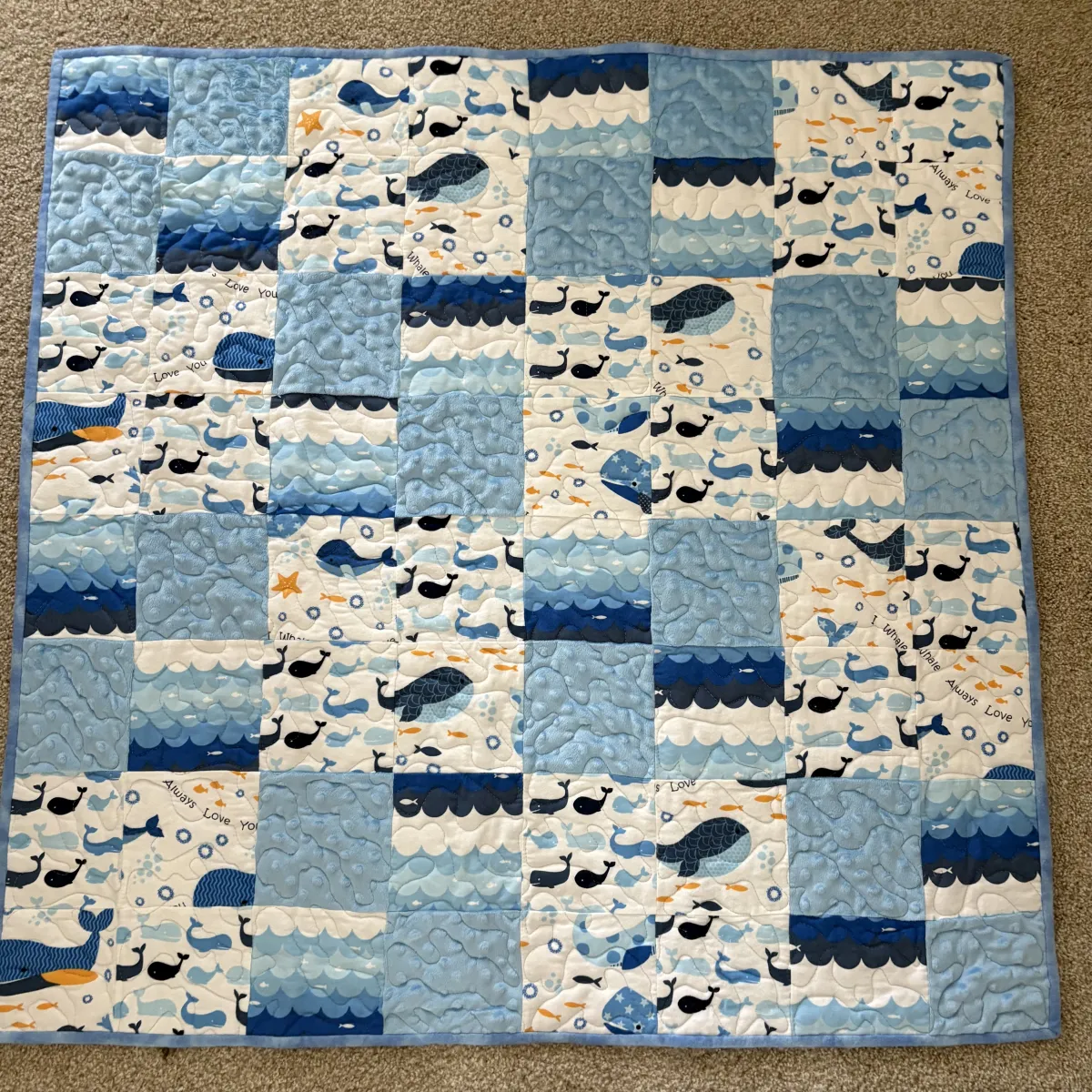 Whale Songs Baby Quilt full view
