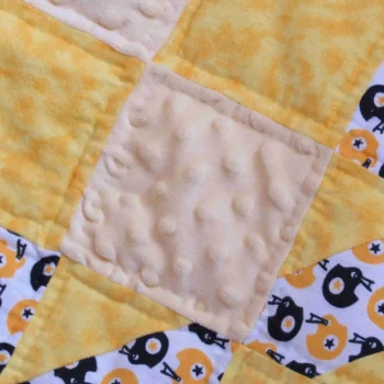 football baby quilt, minky fabric quilt, yellow and gold baby quilts