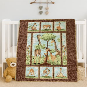 giraffe family baby quilt product image