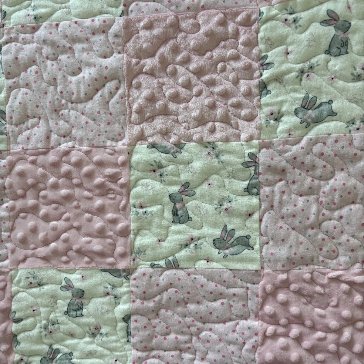 Bunny Frolic Baby Quilt detail of patches