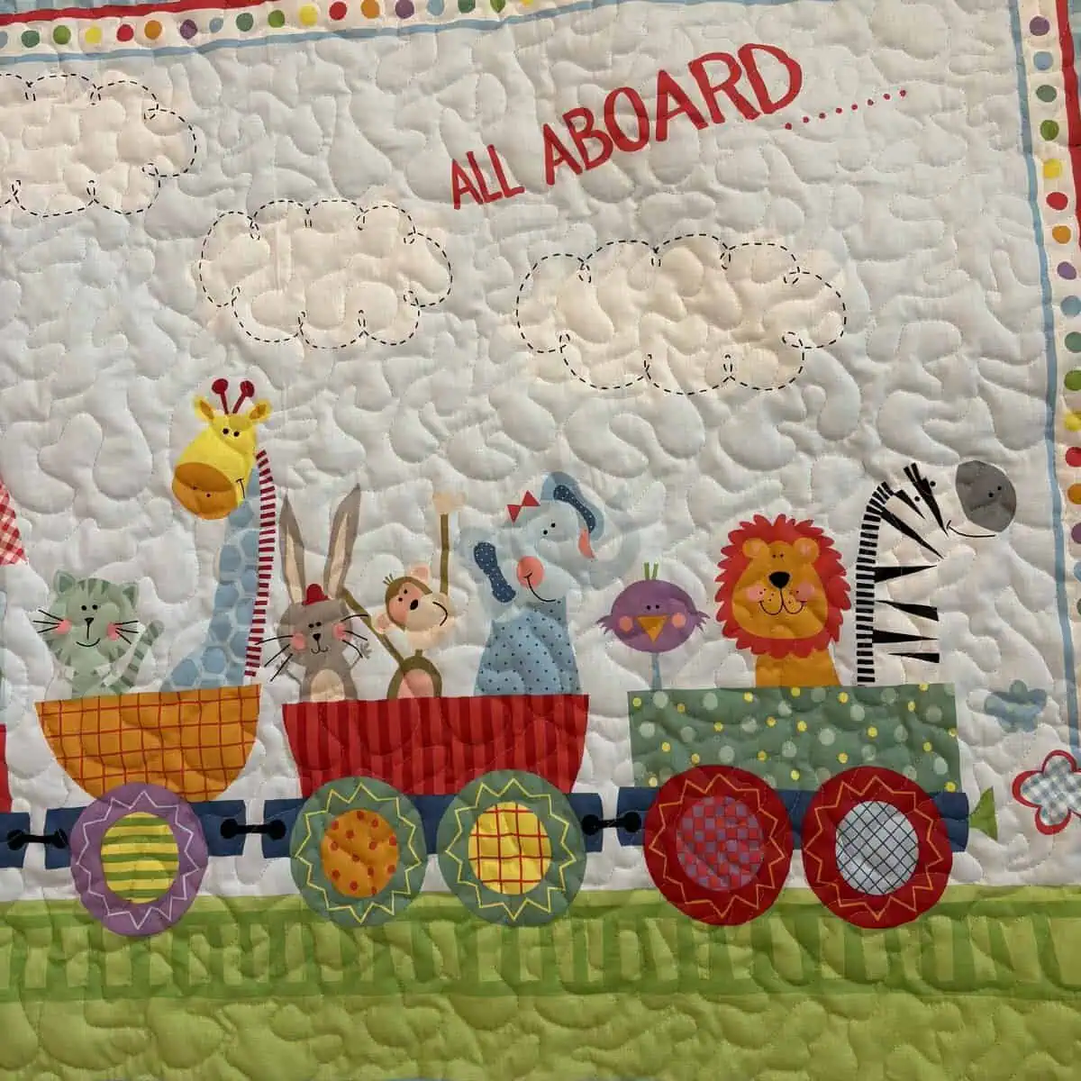 Animal Train Baby Quilt detail a