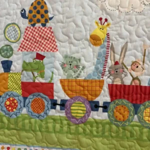 Animal Train Baby Quilt detail b