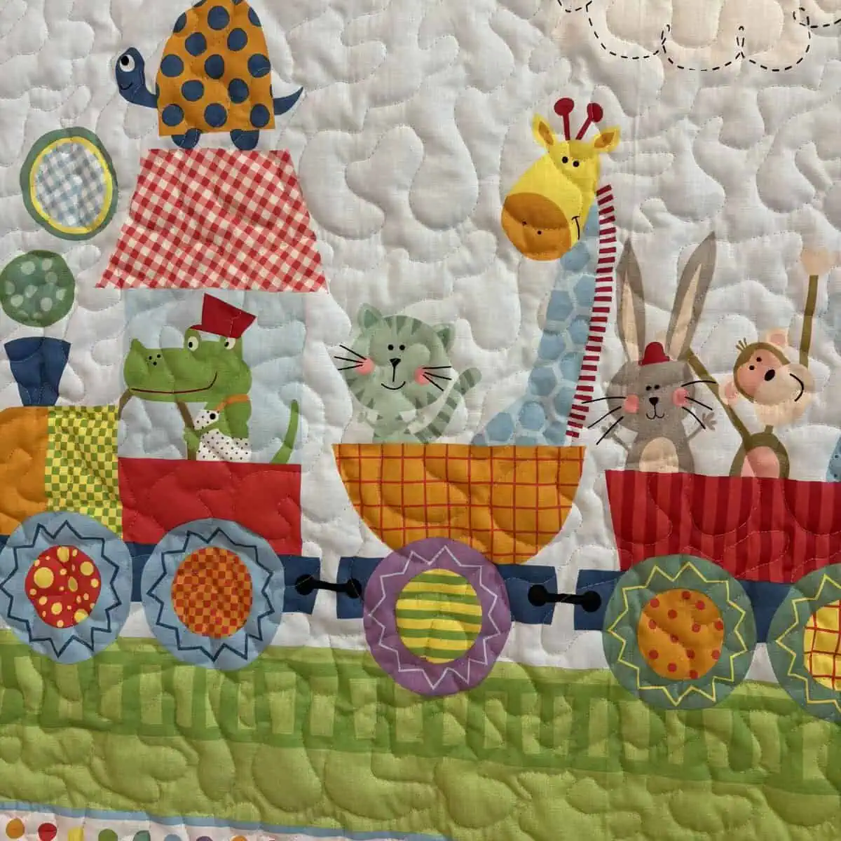 Animal Train Baby Quilt detail b