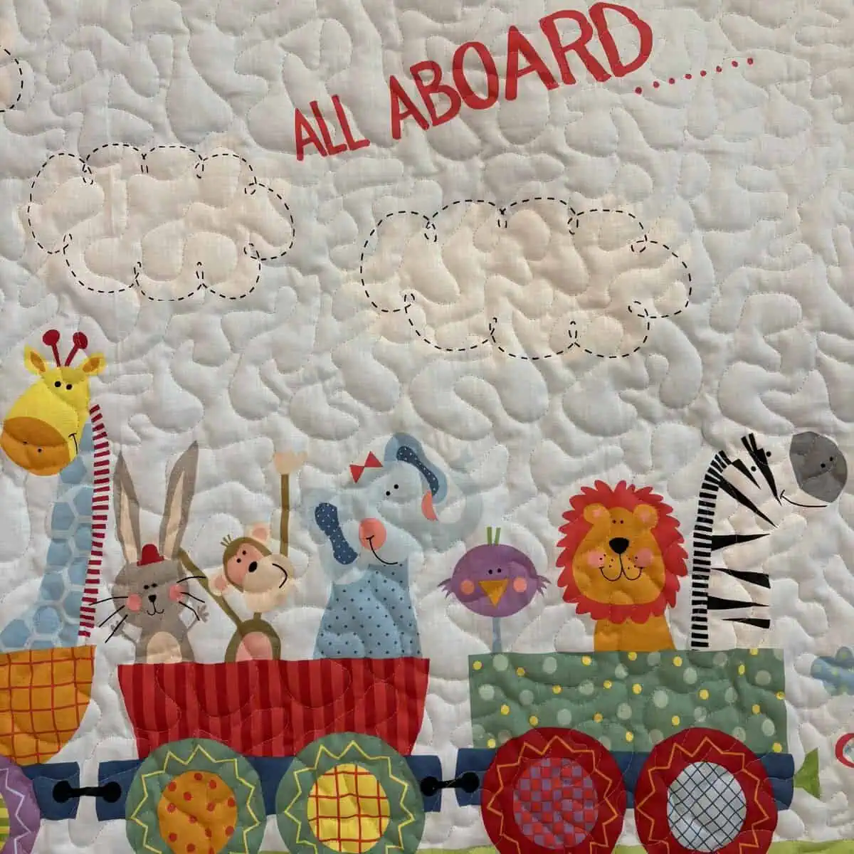 Animal Train Baby Quilt detail c