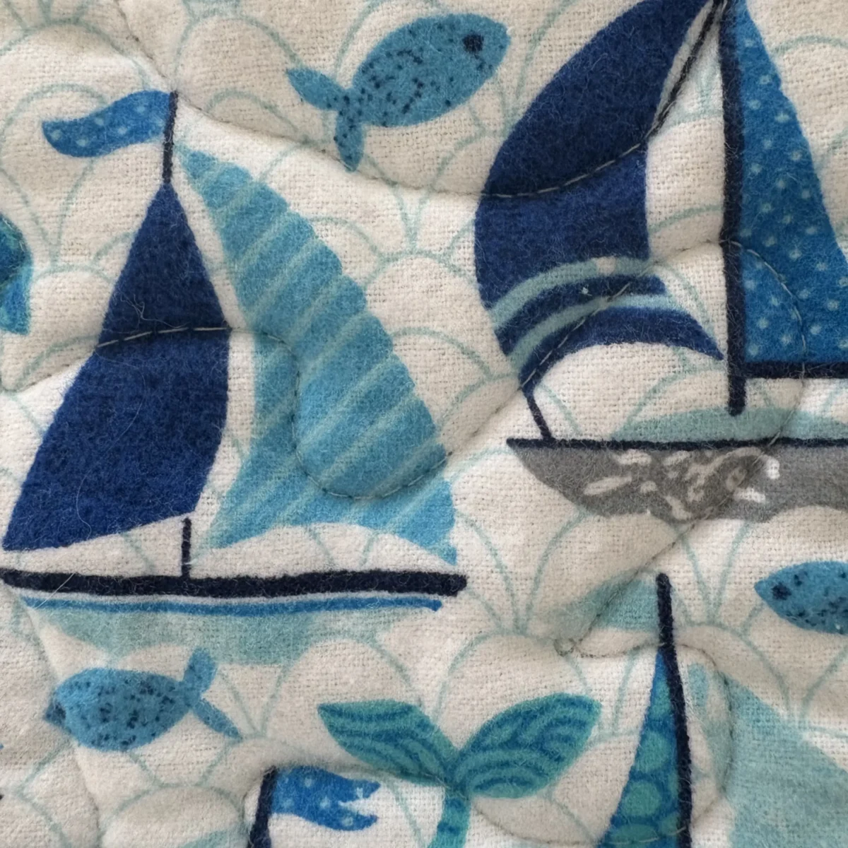 Blue Sailboats Baby Quilt detail d