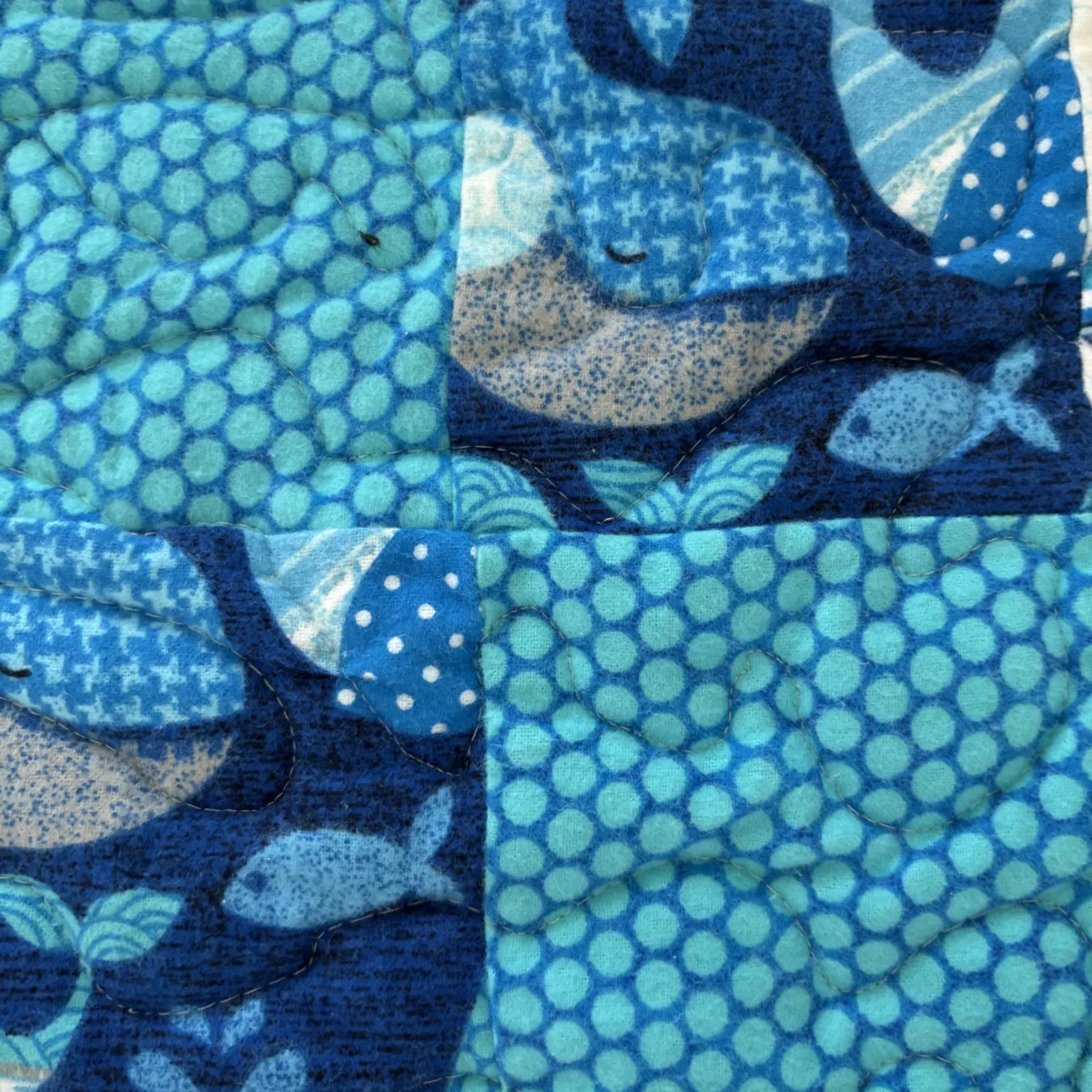 Blue Sailboats Baby Quilt detail e