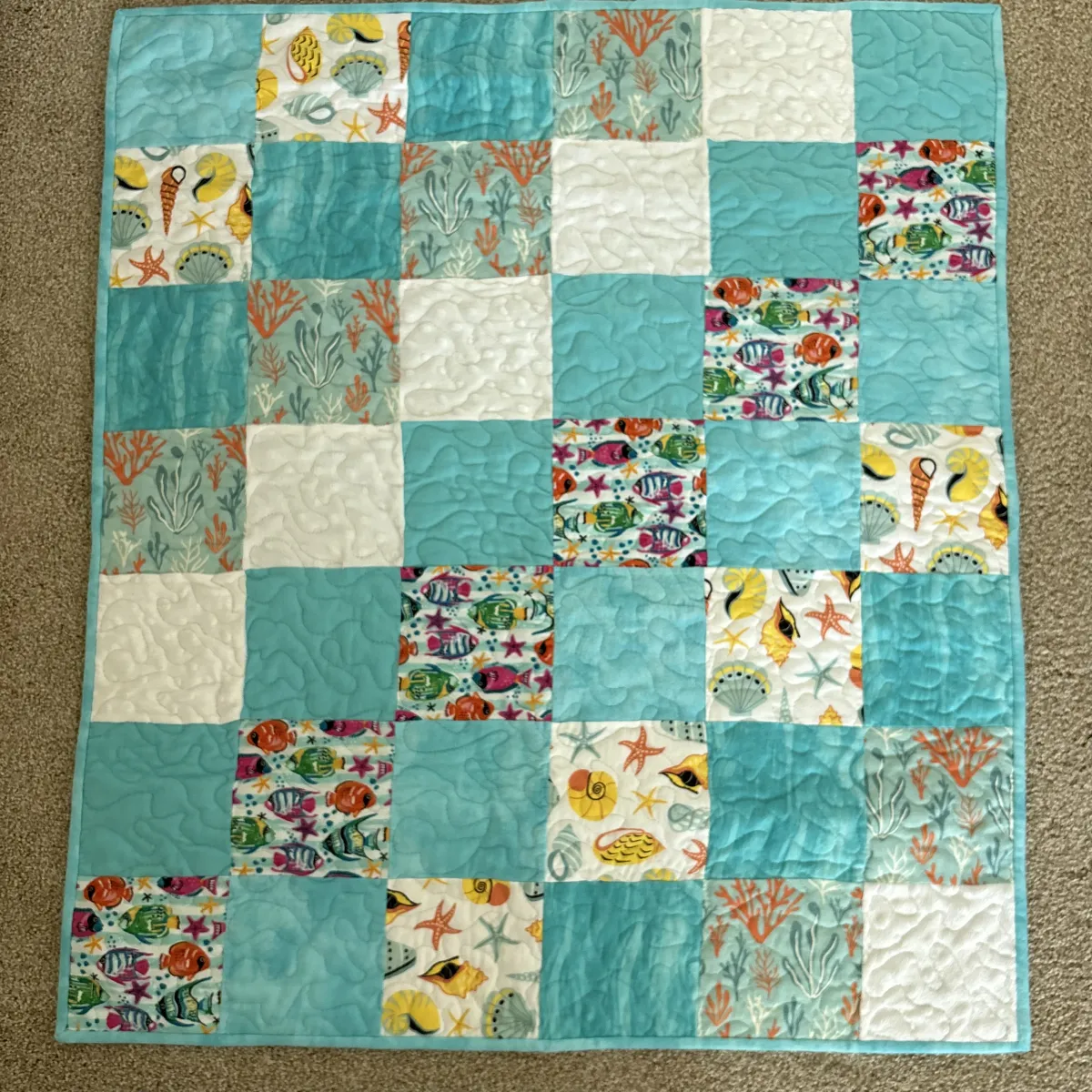 Fish Patchwork Baby Quilt