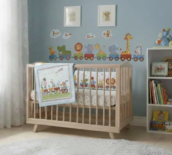 animal train on crib