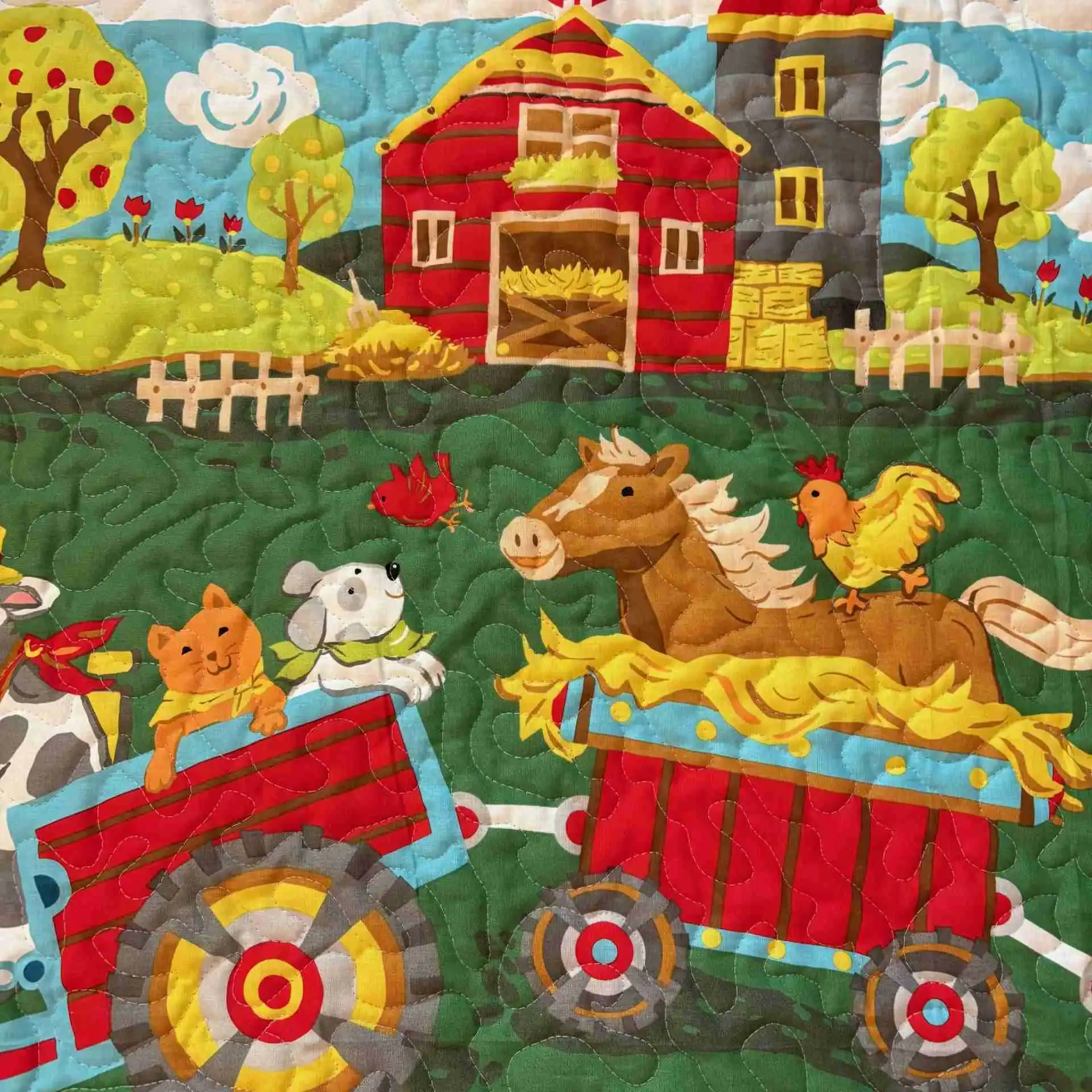 Farm Train Baby Quilt detail 2